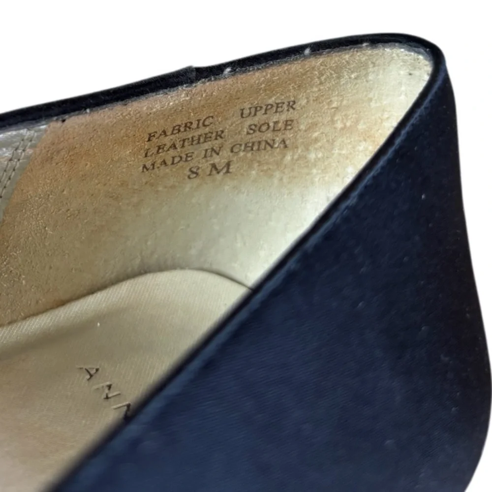 Elegant Pumps Vintage 90s Y2K Rhinestone Pointed Square Heel Black Silver Size 8